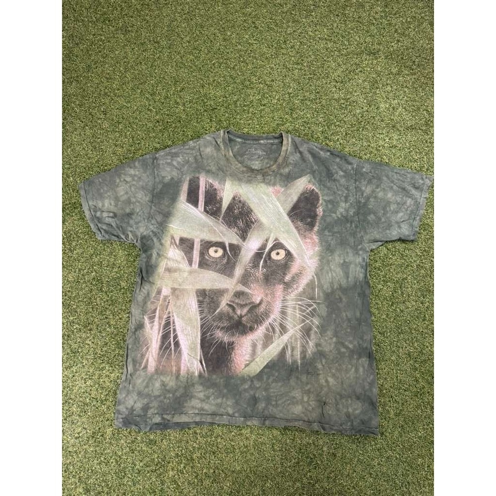 The Mountain Panther Wild Eyes T Shirt Men XL Green Hand Dyed Cotton Classic Fit